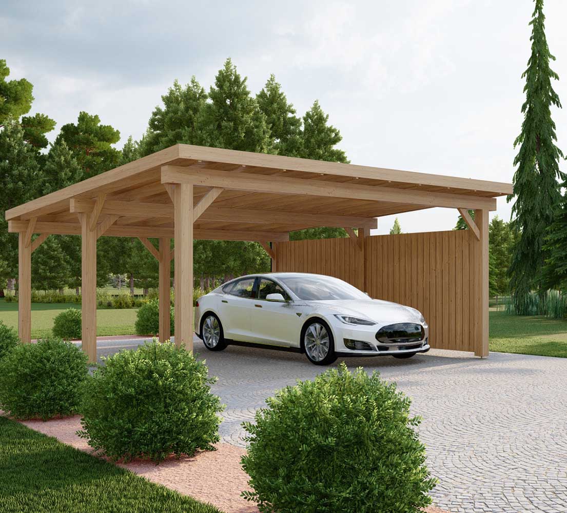  Carport mit Flachdach Magnolia W2, 6x6 m