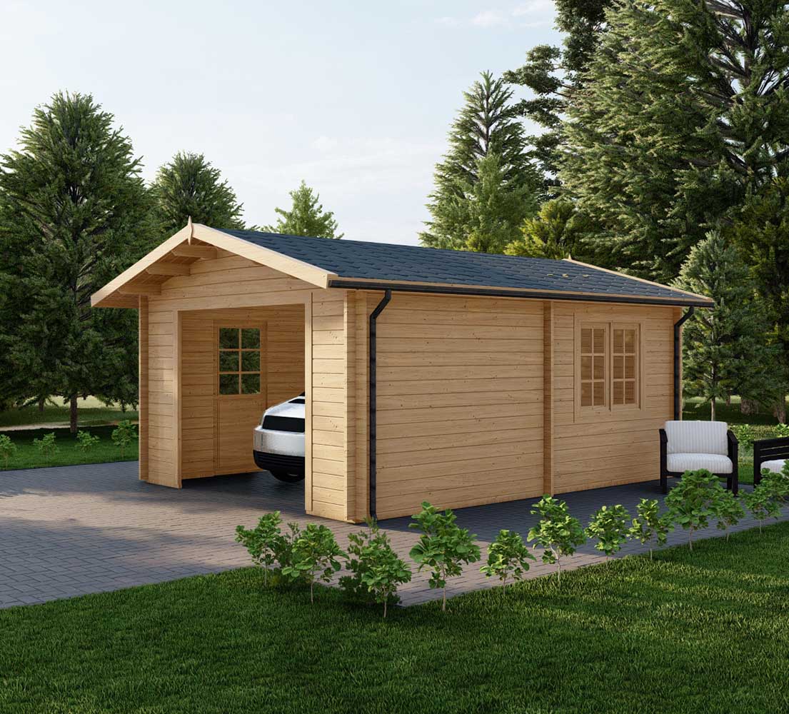 Holzgarage Alnus, 4x6 m, BF 20 m² ohne Tor