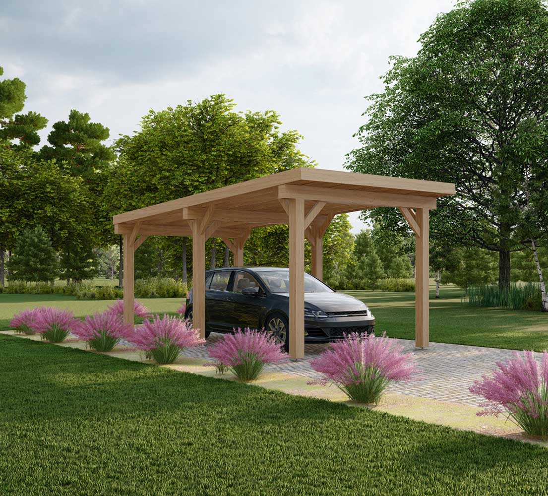 Carport aus Holz Camellia, 3x6 m