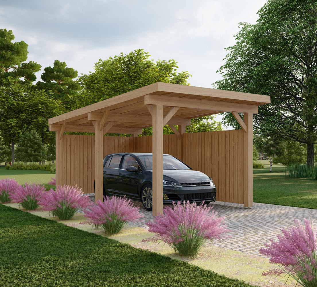  Carport mit Flachdach Camellia W3, 3x6 m