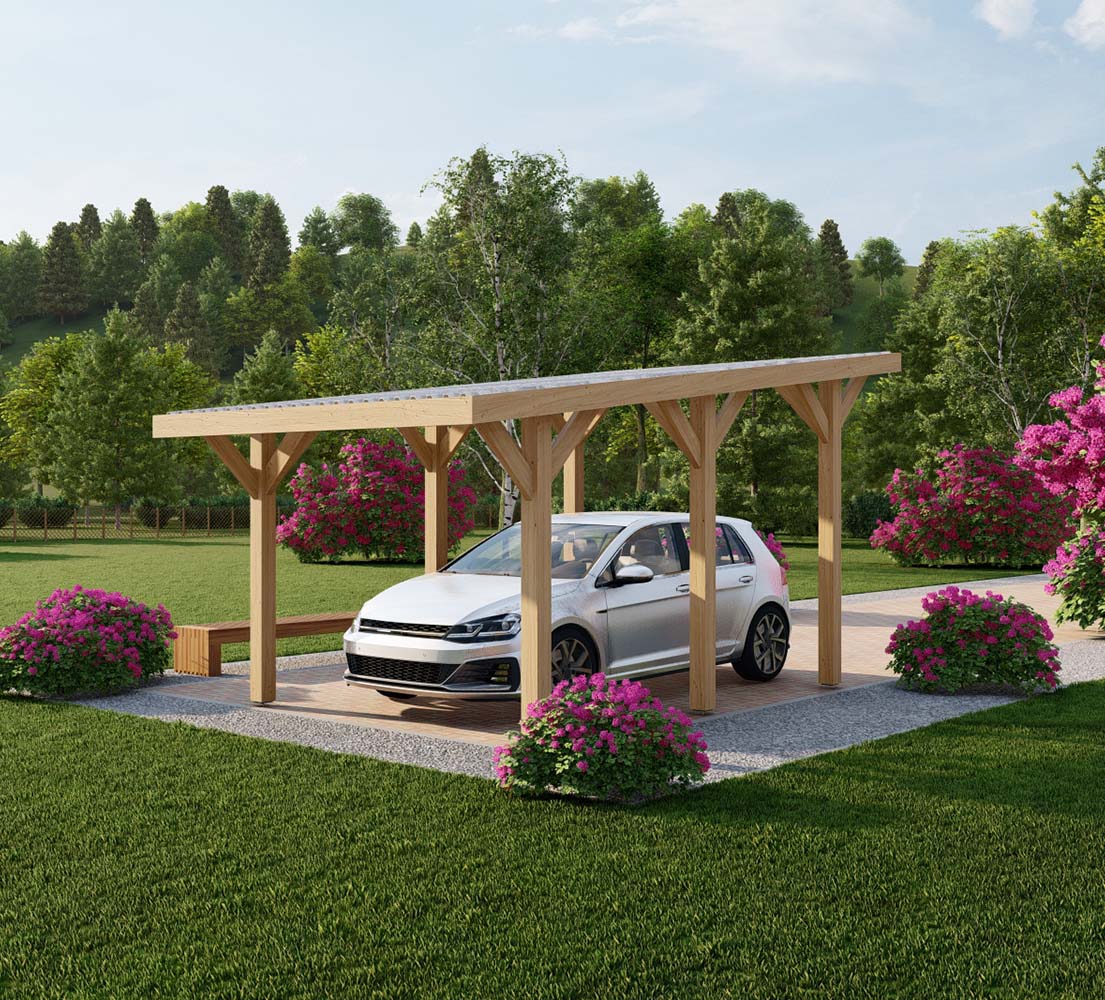 Carport aus Holz Silene, 3x5 m