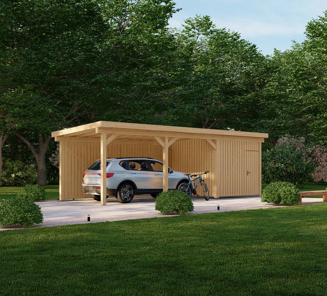 Carport aus Holz Ilex W2, 3x9 m