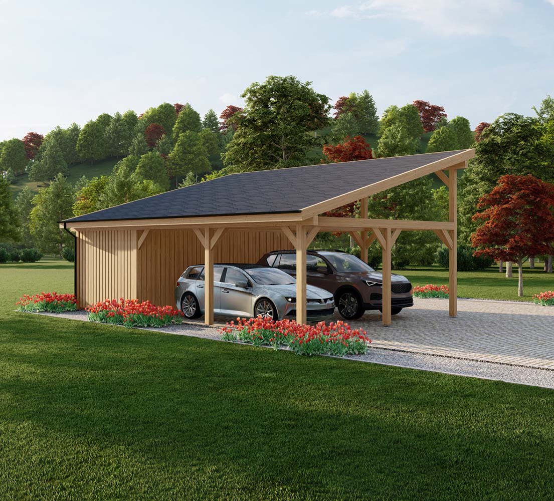 Carport aus Holz Allium, 9x6 m