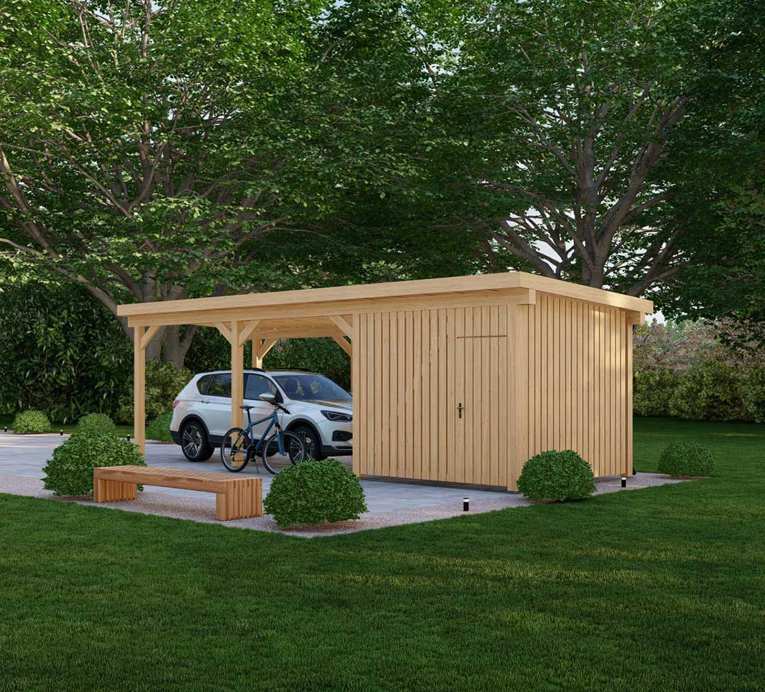 Carport mit Flachdach Ilex, 3x9 m