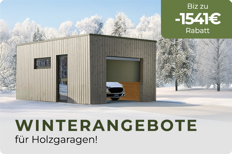 Werbebanner: bis zu 2597 EUR Rabatt auf Holzgaragen. Werbebanner: bis zu -1541 EUR Rabatt auf Holzgaragen.