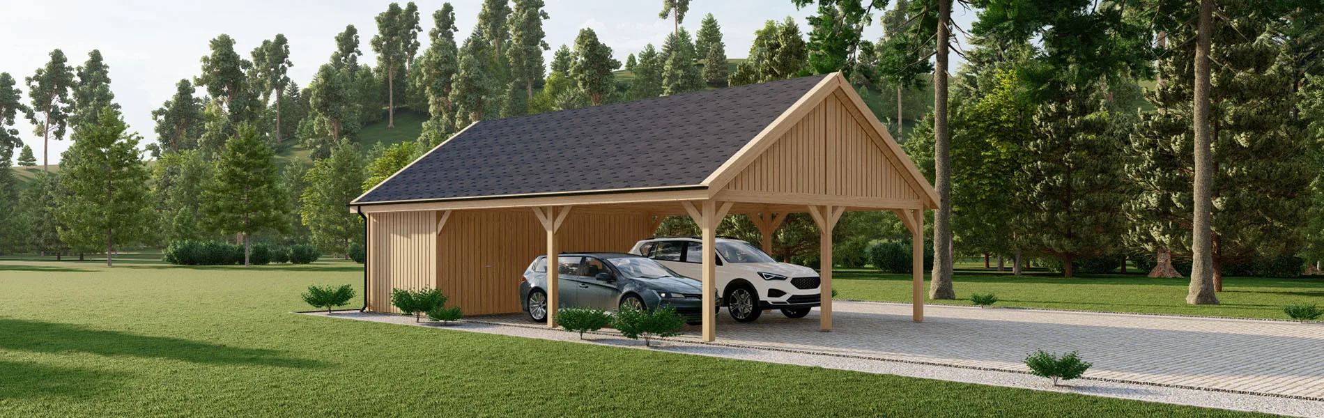Doppelcarport Corylus 6.5×10.5m 1
