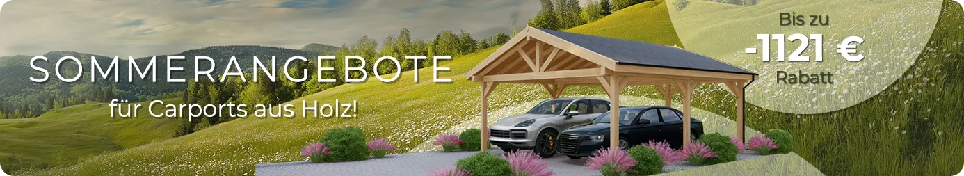 Werbebanner: Sommerangebote für Carports