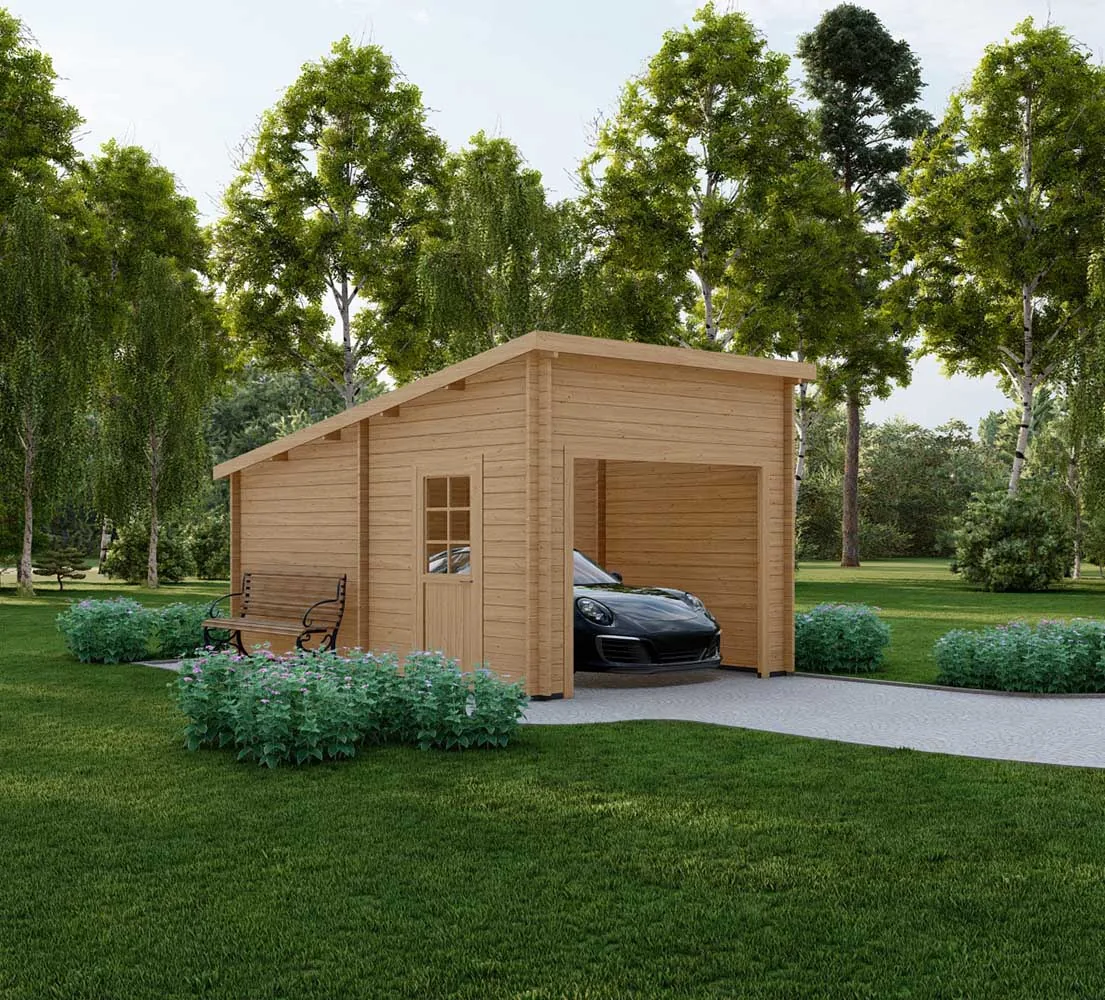 Holzgarage mit Pultdach Mimulus, BF 16 m2 ohne Tor Holzgarage mit Pultdach Mimulus, BF 16 m2 ohne Tor