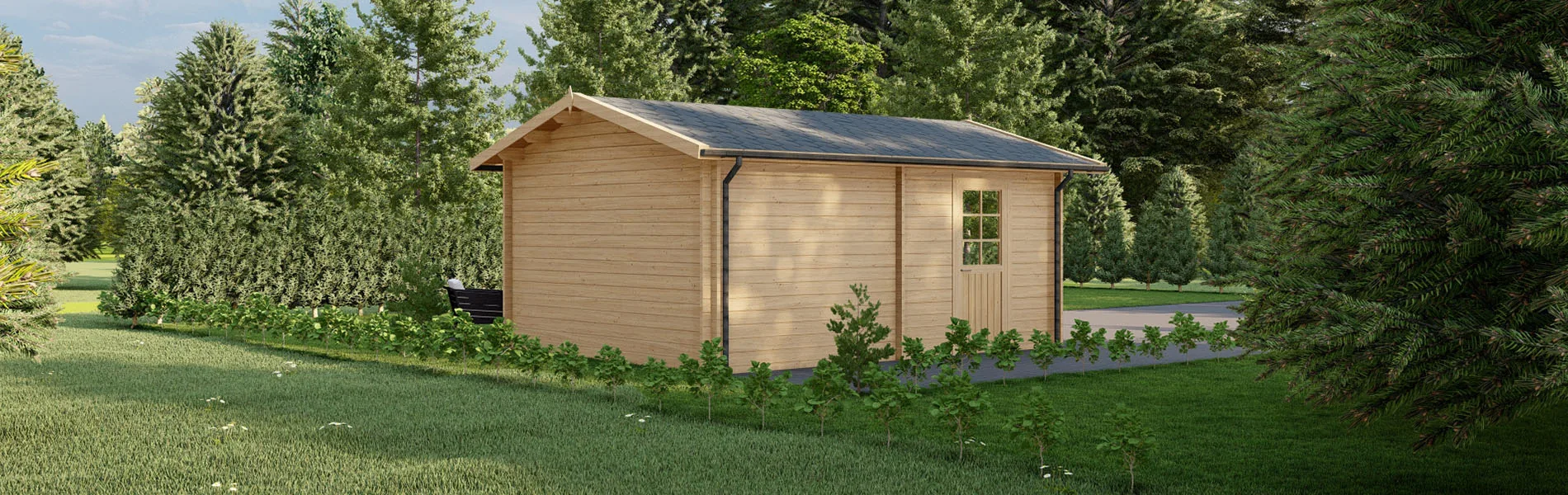 Holzgarage mit Satteldach Alnus, 4×6 m, BF 20 m2 ohne Tor 3
