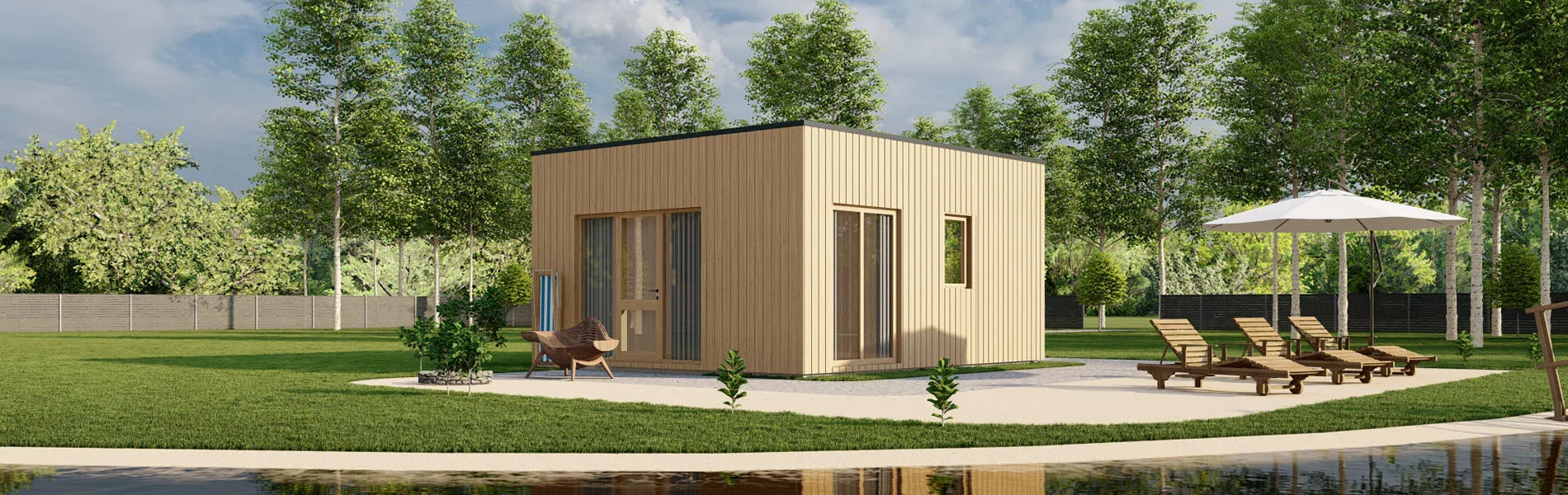 Blockbohlensauna Vanilla, 5×5 m, BF 28m2 1