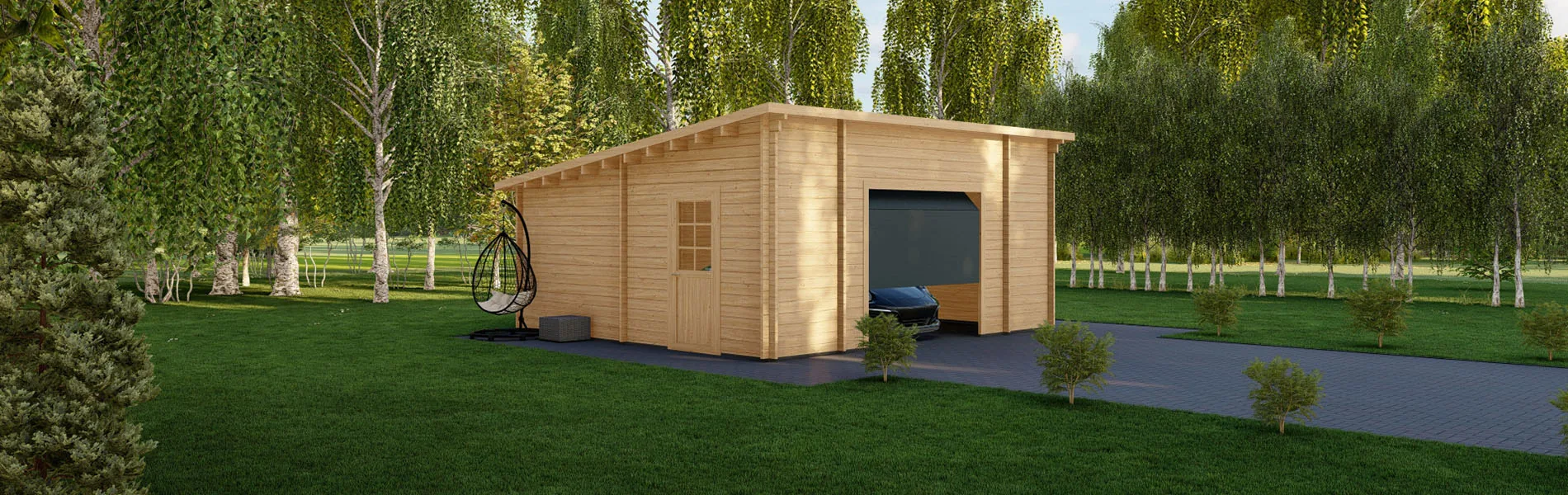 Einzelgarage aus Holz Fagus, 6×6 m, BF 30 m2 mit Sektionaltor 1