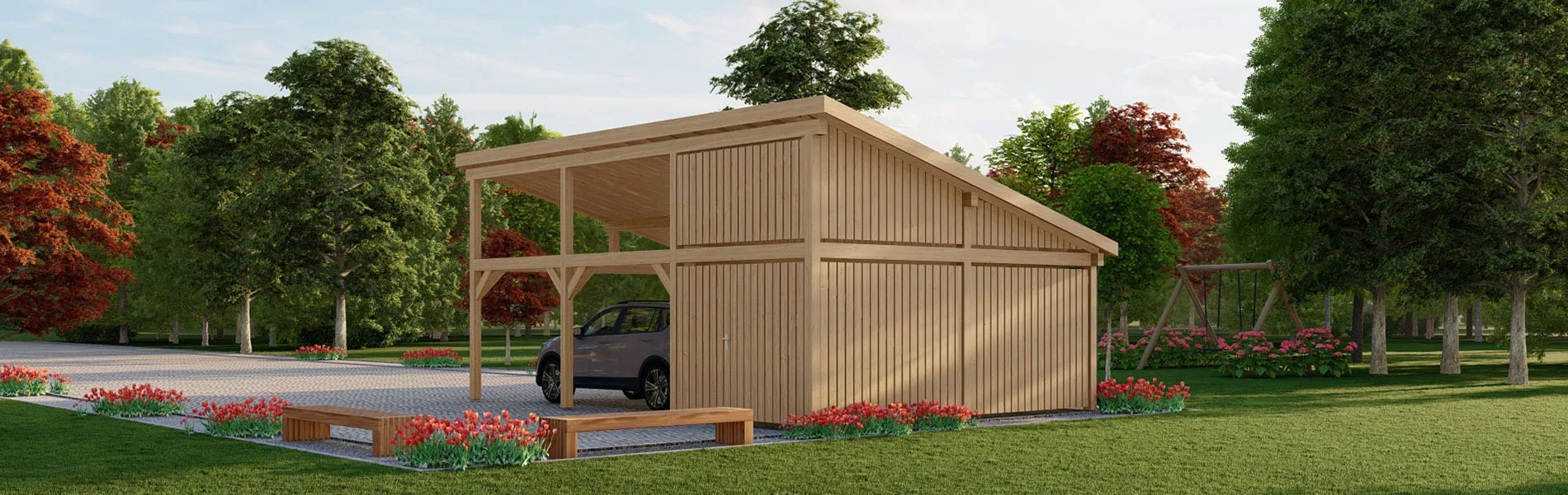 Carport mit Pultdach Allium, 9×6 m 4
