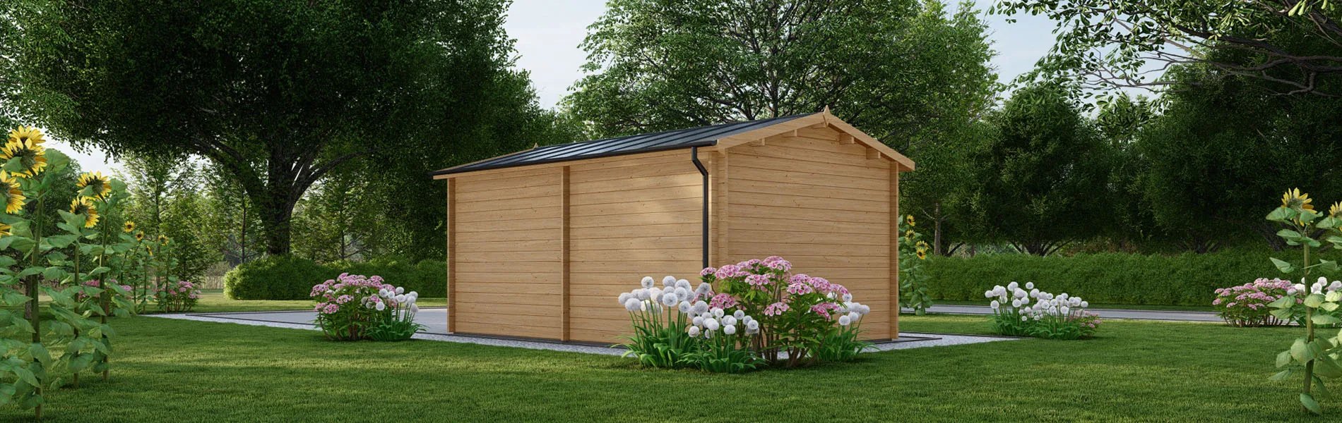Holzgarage mit Satteldach Pieris, BF 16 m2 ohne Tor 3