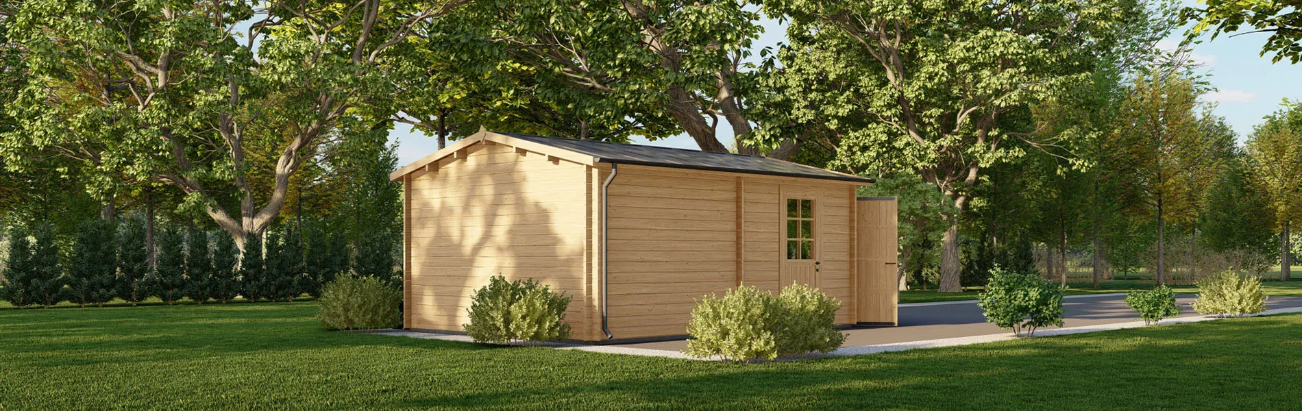 Holzgarage mit Satteldach Acanthus, 4×6 m, BF 20 m2 mit Holztor 3