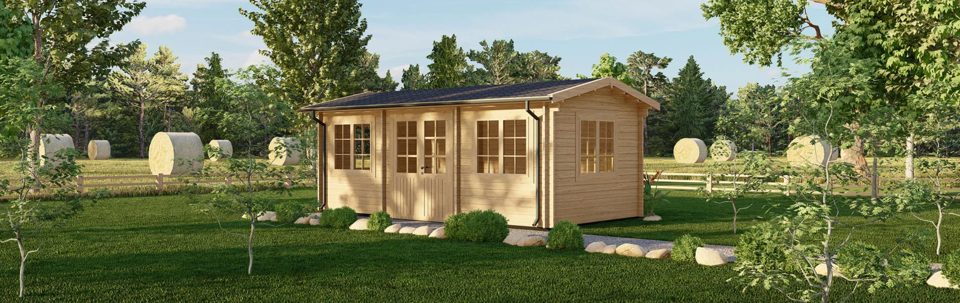 Kleines Gartenhaus Asparagus, 6×3 m, BF 18 m2 1