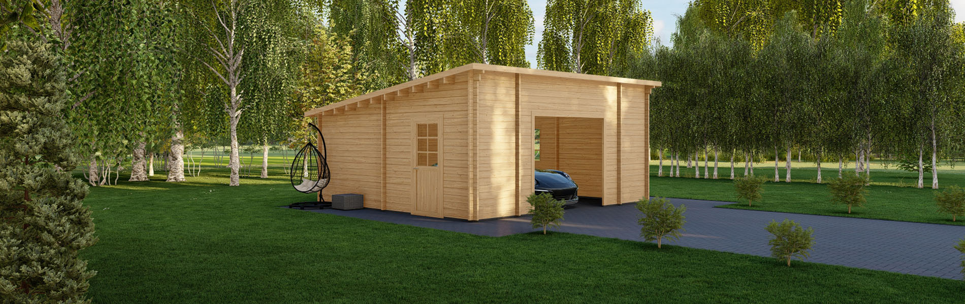 Einzelgarage aus Holz Fagus, 6×6 m, BF 30 m2 ohne Tor 1