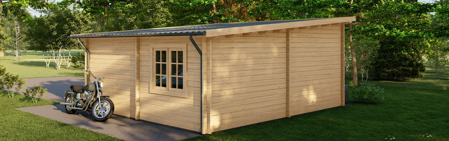 Einzelgarage aus Holz Taxus, 6×6 m, BF 30 m2 mit Sektionaltor 4