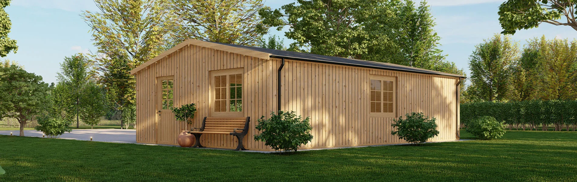 Dreifachgarage aus Holz Picea mit Holzverkleidung, 9×6 m, BF 55 m2 ohne Tore 4