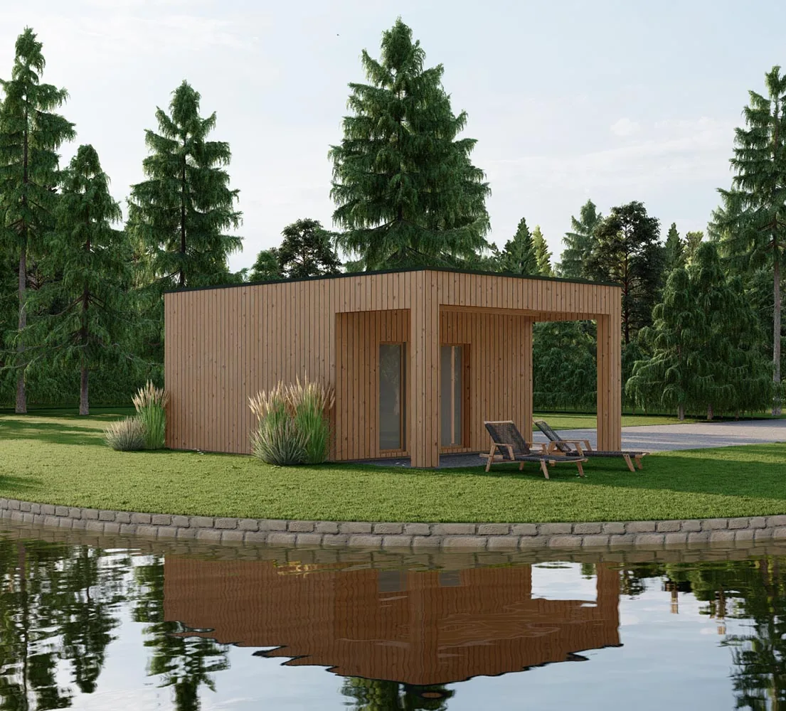Blockbohlensauna Passiflora, 5x7 m, BF 40m2
