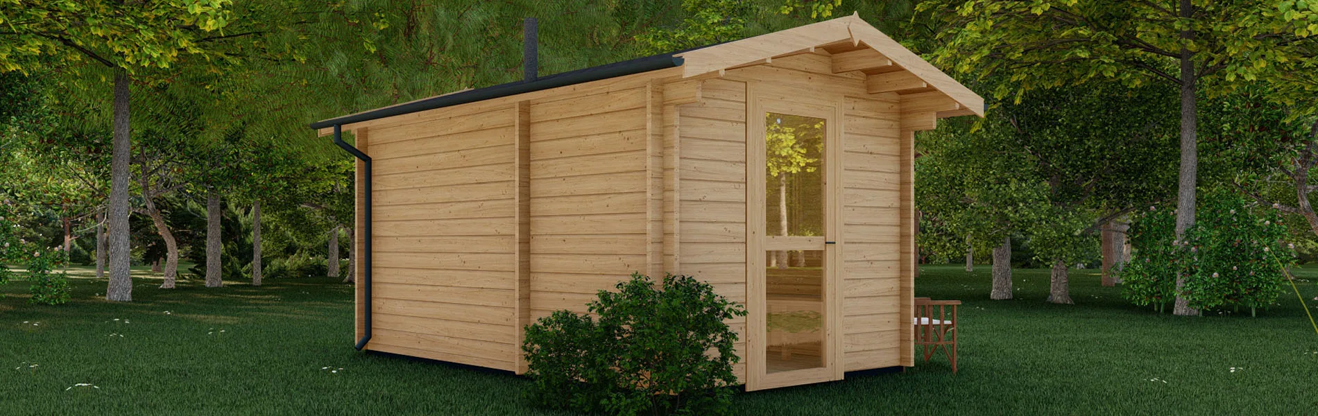 Blockbohlensauna Citrus, 3×5 m, BF 10m2 2 Blockbohlensauna Citrus, 3×5 m, BF 10m2 2