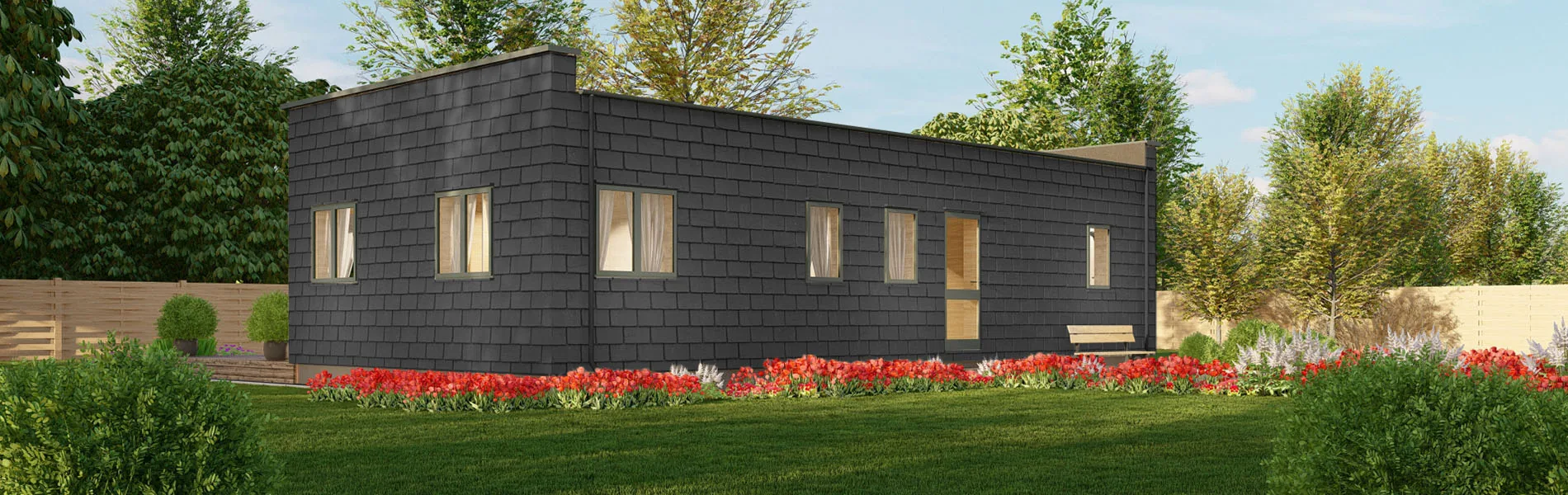 Holzhaus mit Flachdach Lotus 1
