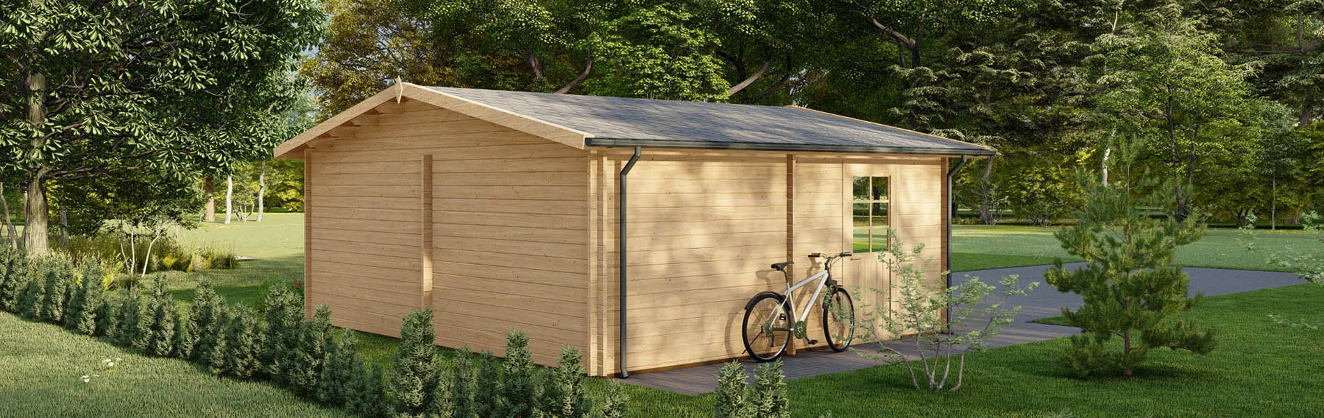 Holzgarage mit Satteldach Larix V2, 6×6 m, BF 30 m2 ohne Tore 3