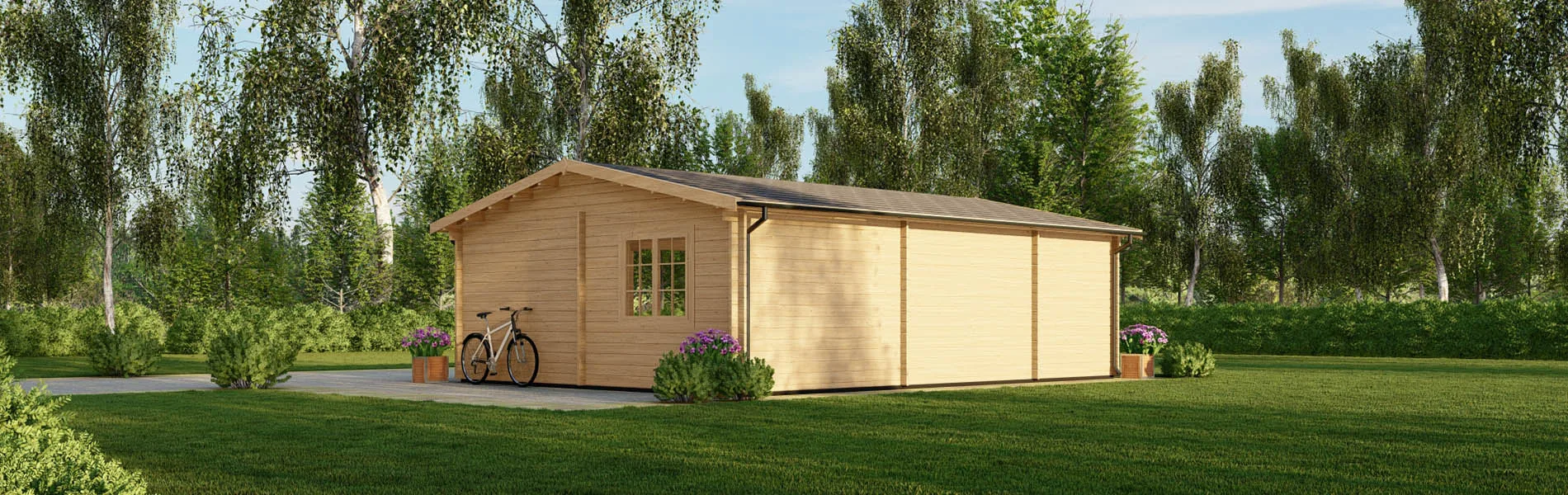 Blockbohlengarage Acer mit Abstellraum, 8×6 m, BF 45 m2 ohne Tore 4