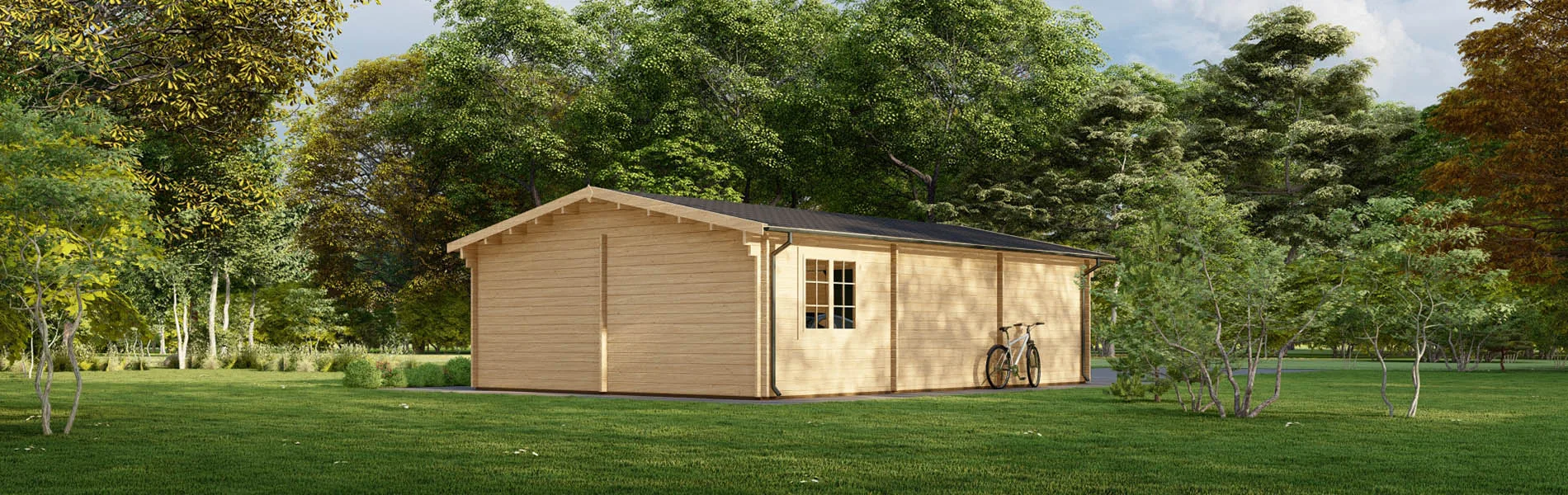 Doppelgarage aus Holz Laurus, 6×9 m, BF 50 m2 mit Sektionaltoren 3