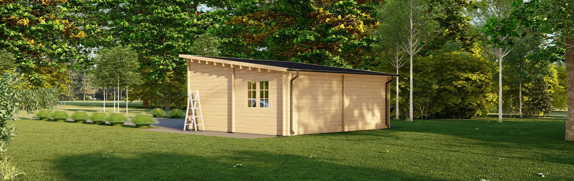 Holzgarage mit Pultdach Fagus V2, 6×6 m, BF 30 m2 ohne Tore 4