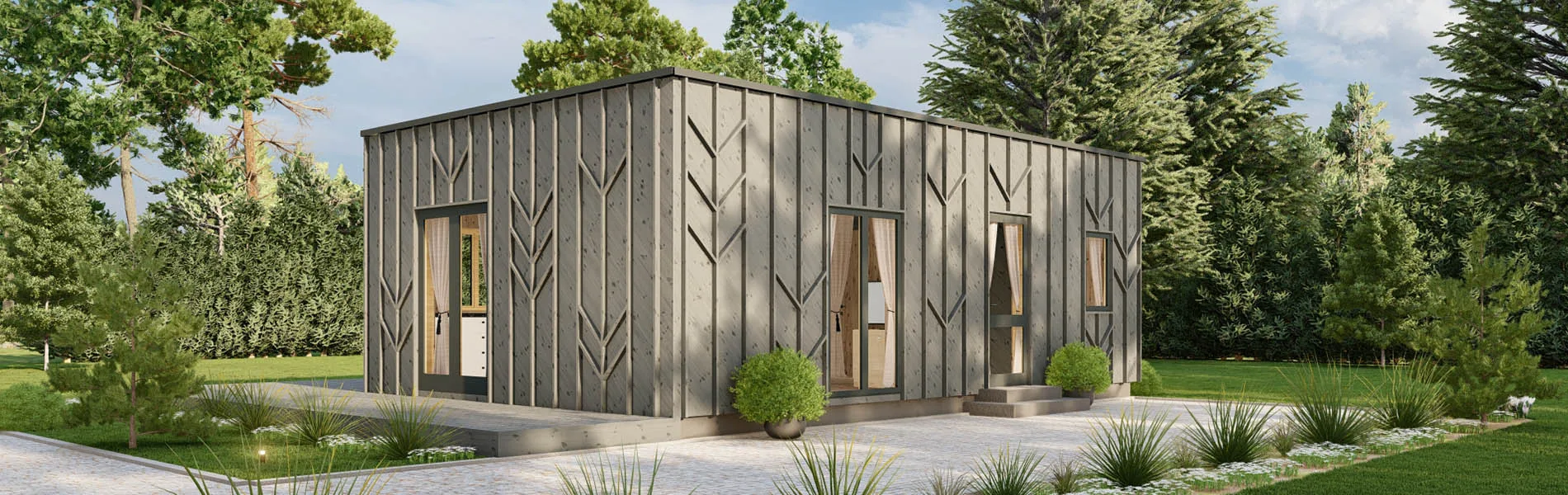 Holzhaus mit Flachdach Orchis 1