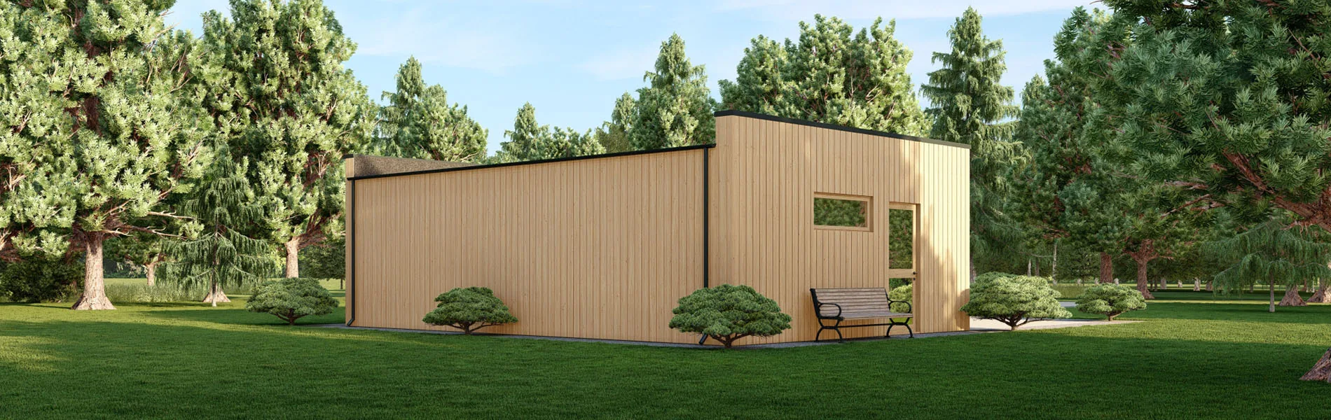 Holzgarage mit Flachdach Areca, 9×6 m, BF 55 m2 mit Sektionaltoren 4