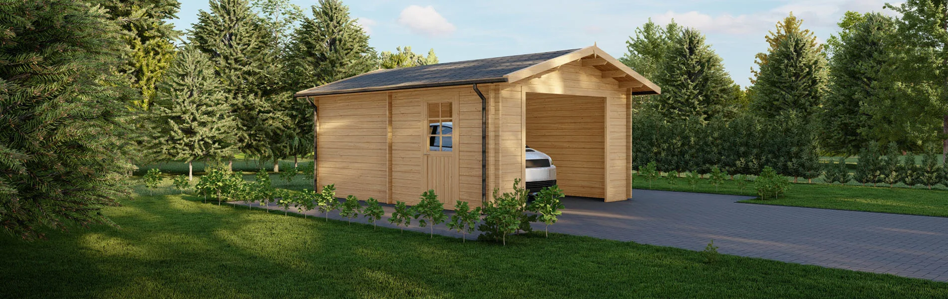 Holzgarage mit Satteldach Alnus, 4×6 m, BF 20 m2 ohne Tor 2