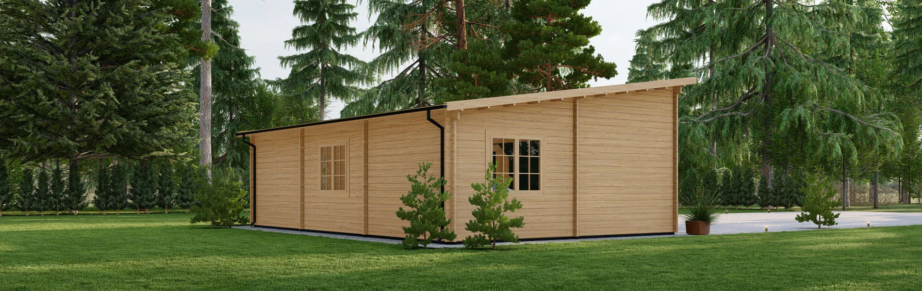 Dreifachgarage aus Holz Pinus, 9×6 m, BF 50 m2 mit Sektionaltoren 3