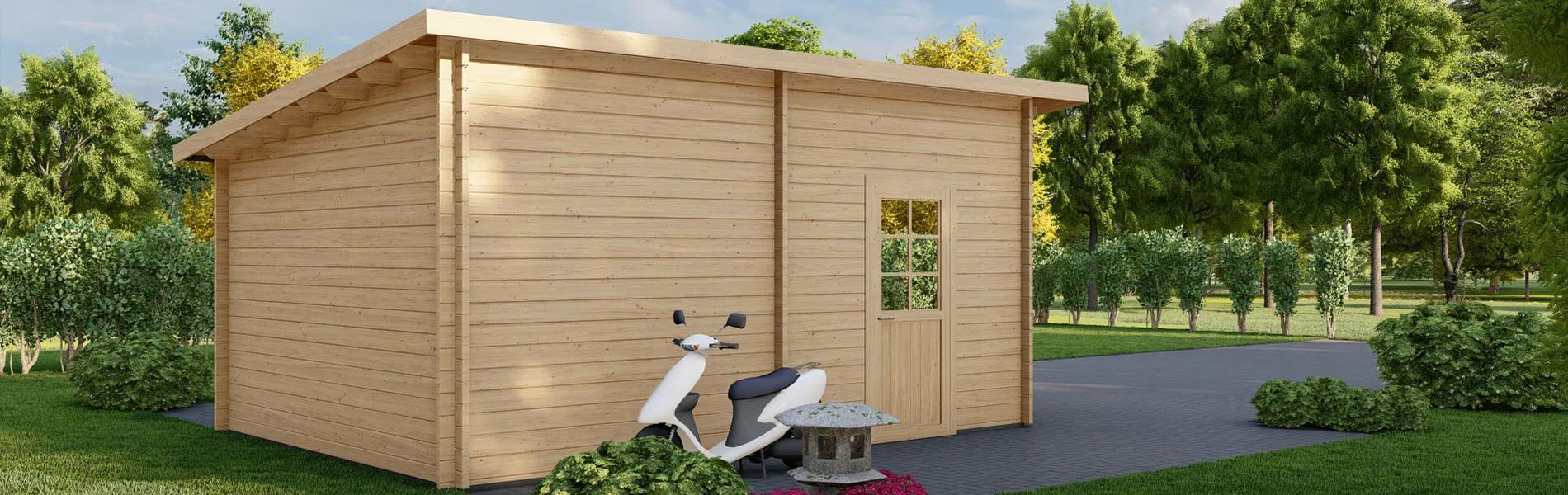 Holzgarage mit Pultdach Sorbus, 4×6 m, BF 20 m2 ohne Tor 3