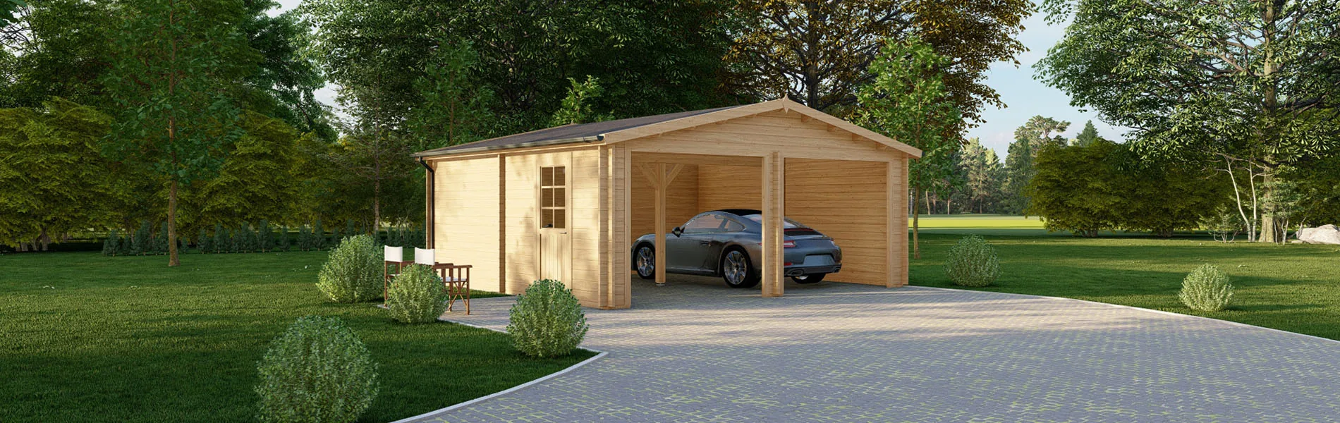 Holzgarage mit Satteldach Malus, 6×5 m, BF 29 m2 ohne Tore 4