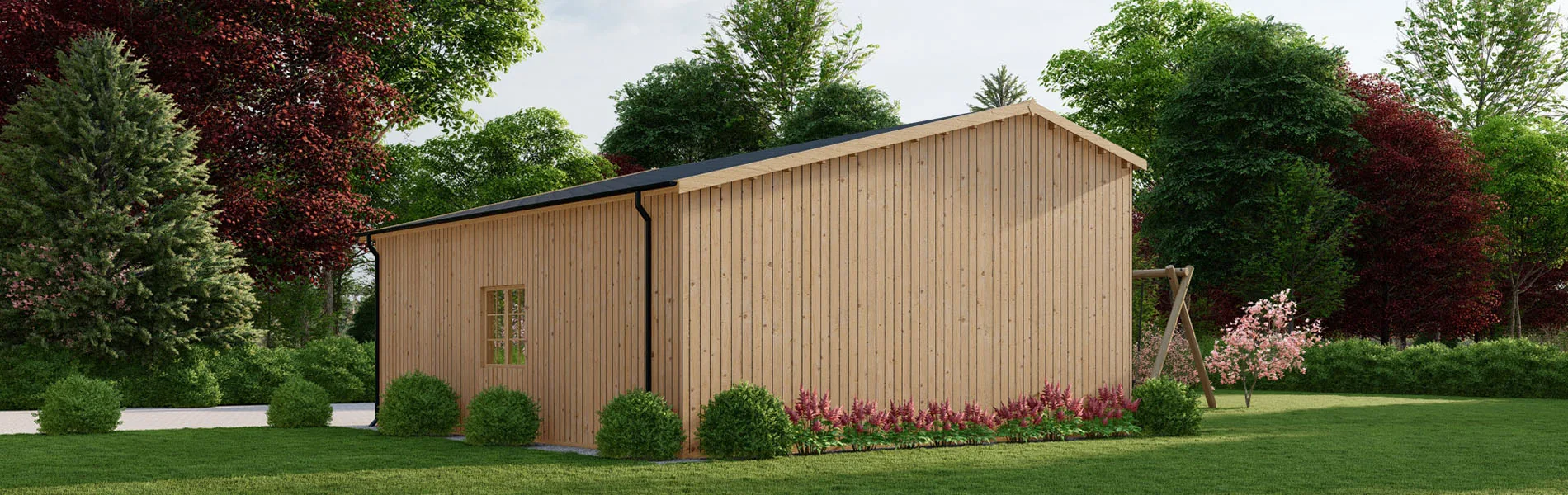 Wohnmobil garage Linum mit Holzverkleidung, 7×8 m, BF 58 m2 ohne Tor 2