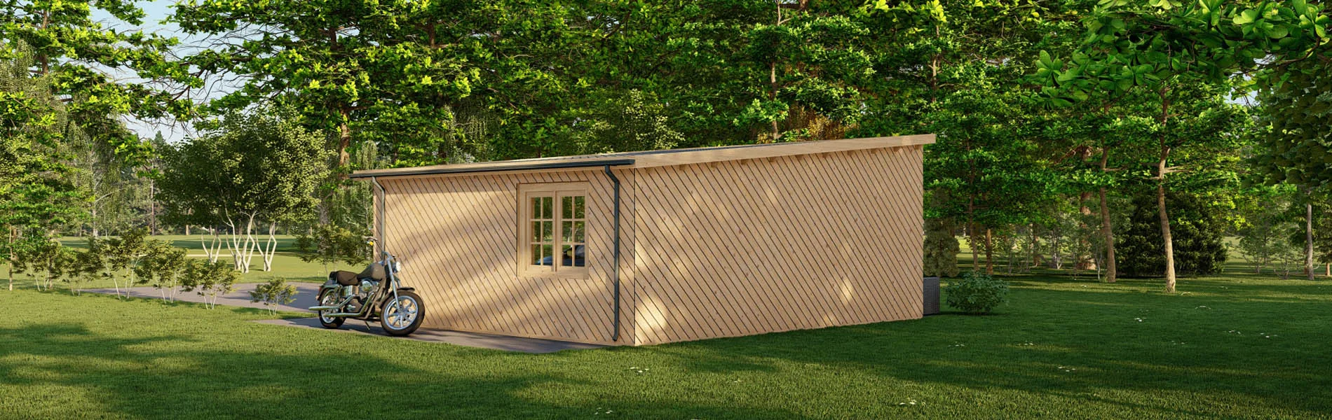 Blockbohlengarage Taxus mit Holzverkleidung, 6×6 m, BF 34 m2 ohne Tor 4