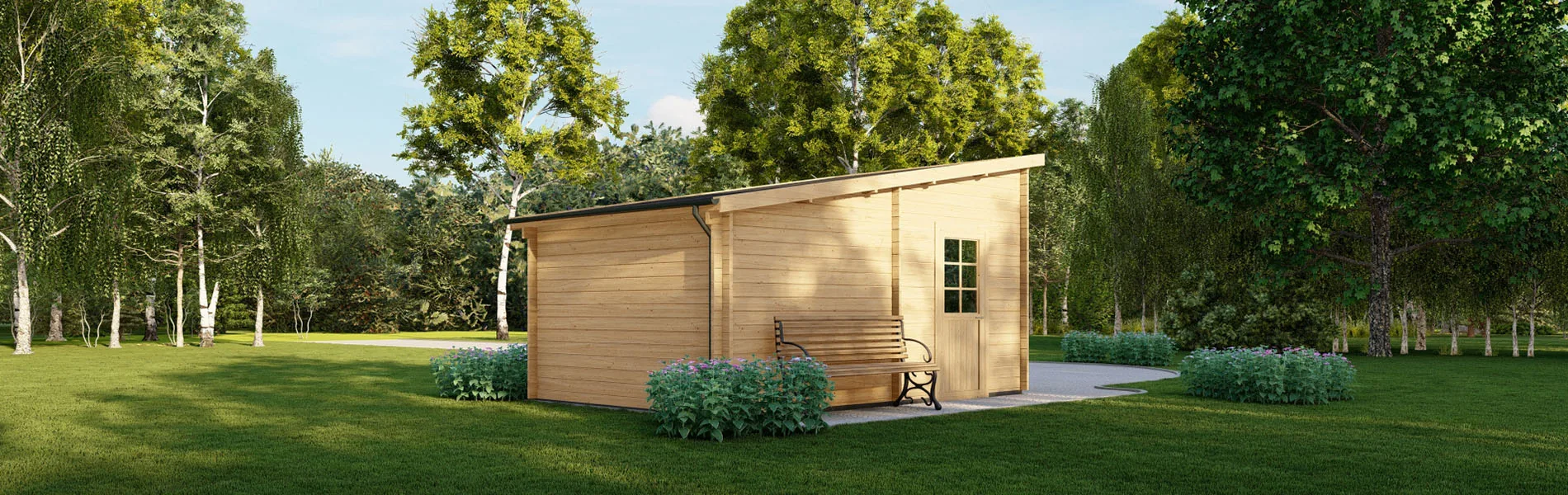Holzgarage mit Pultdach Mimulus, BF 16 m2 ohne Tor 4