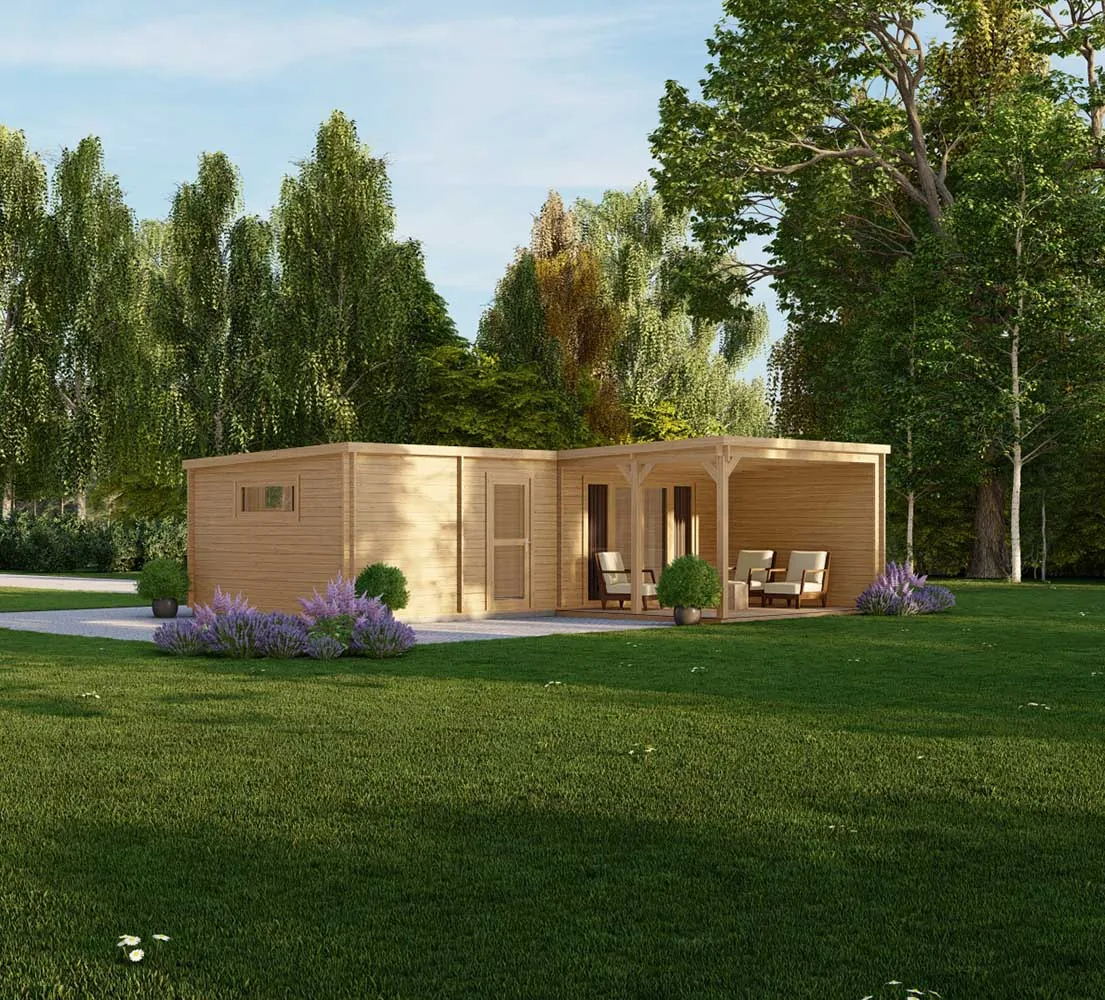 Blockbohlensauna Casia, 9x8 m, BF 47m2