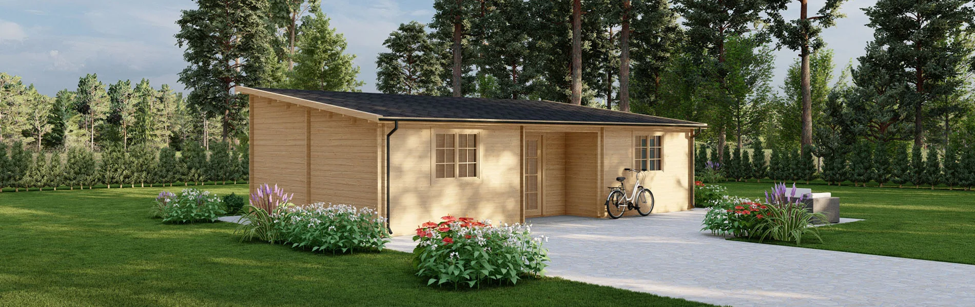 Holzhaus mit Pultdach Dianthus 1