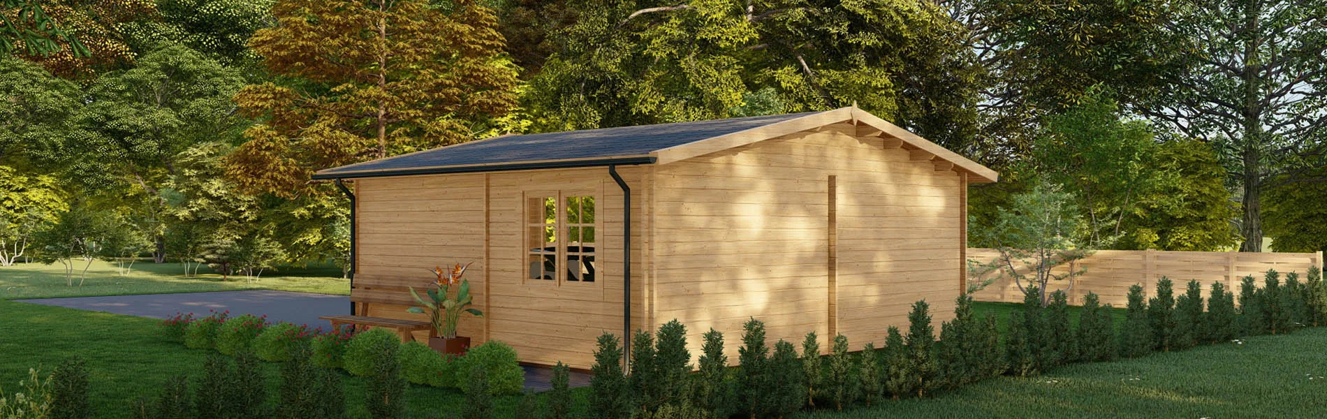 Holzgarage mit Satteldach Larix V2, 6×6 m, BF 30 m2 ohne Tore 4