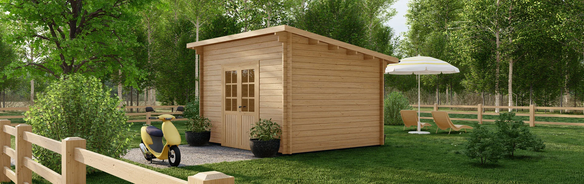 Kleines Gartenhaus Apium, 4×3 m, BF 11 m2 1