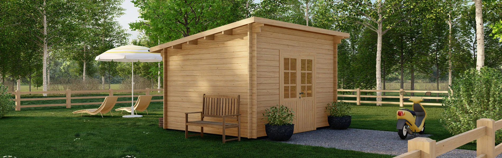 Kleines Gartenhaus Apium, 4×3 m, BF 11 m2 2