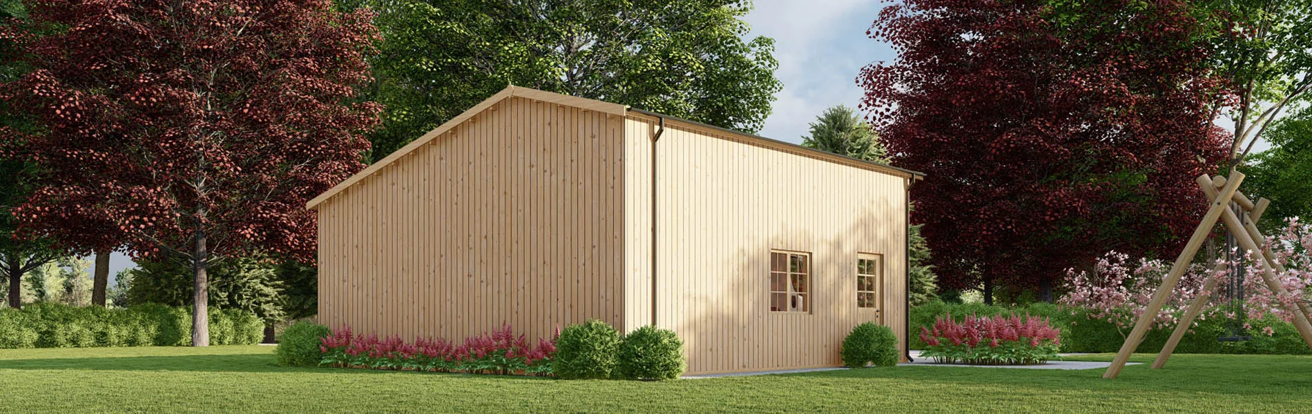 Wohnmobil garage Linum mit Holzverkleidung, 7×8 m, BF 58 m2 ohne Tor 3