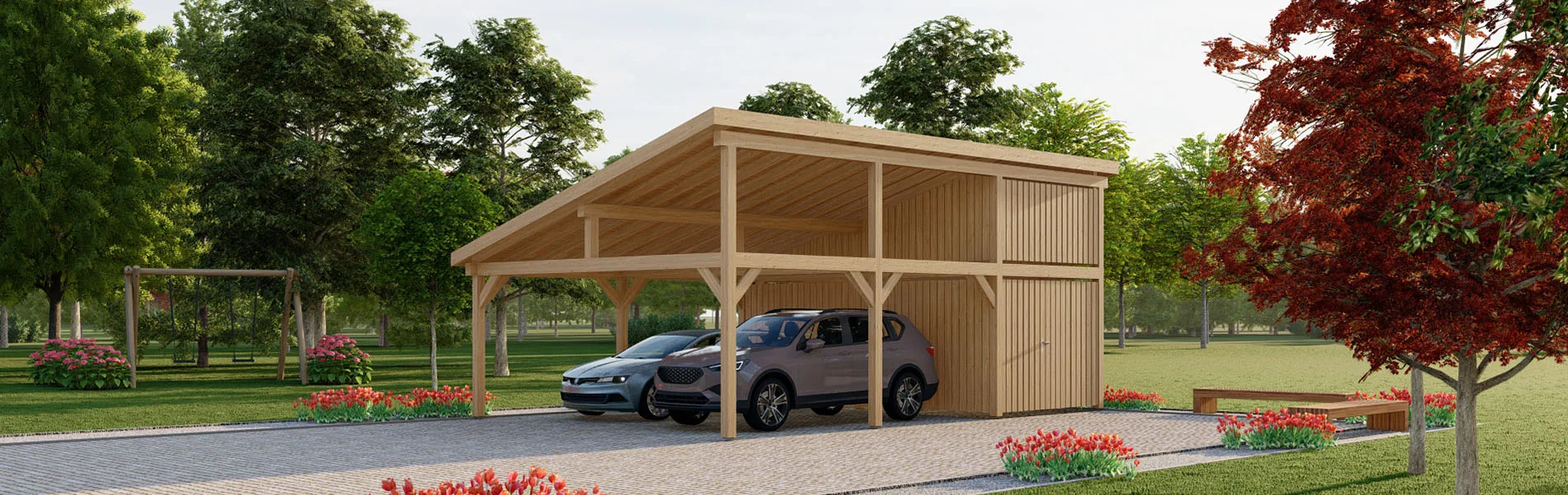Carport mit Pultdach Allium, 9×6 m 2