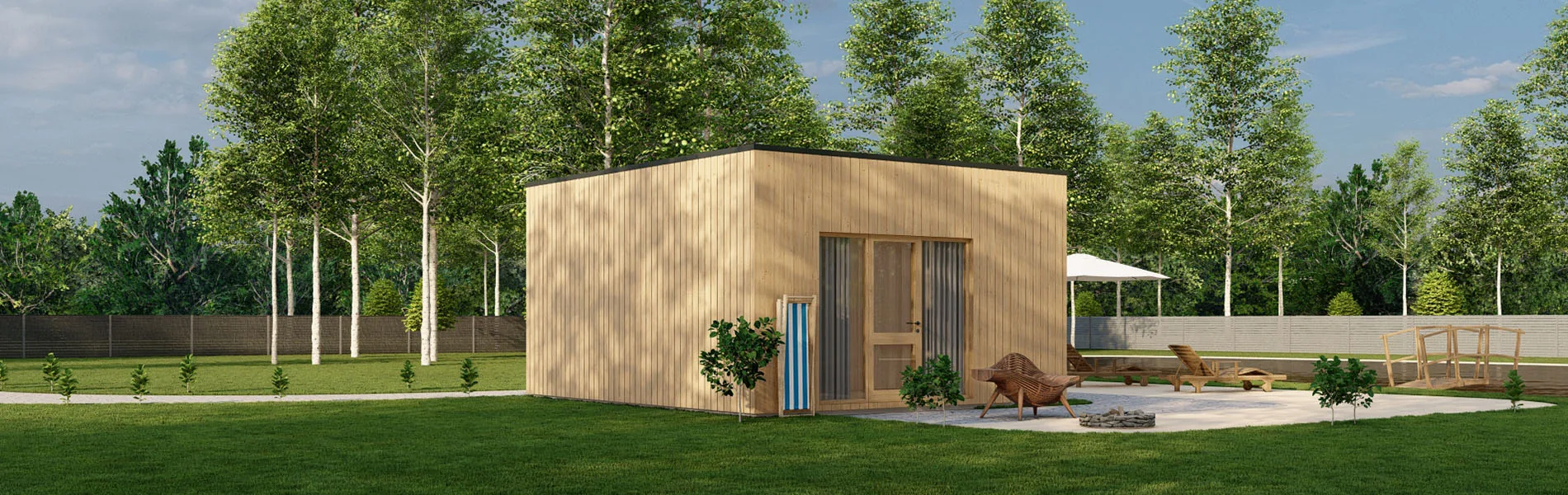 Blockbohlensauna Vanilla, 5×5 m, BF 28m2 2
