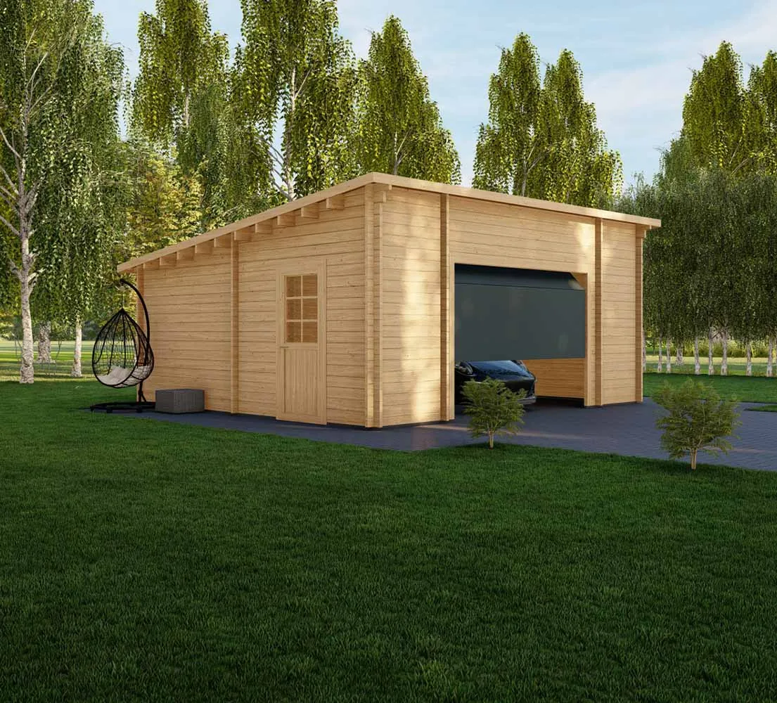 Einzelgarage aus Holz Fagus V3, 6x6 m, BF 30 m2 mit Sektionaltor Einzelgarage aus Holz Fagus V3, 6x6 m, BF 30 m2 mit Sektionaltor