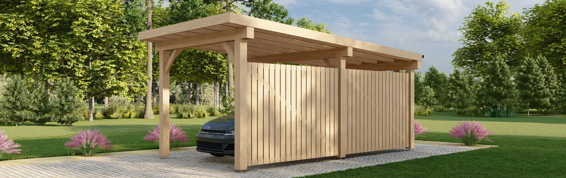 Carport mit Flachdach Camellia W2, 3×6 m 2