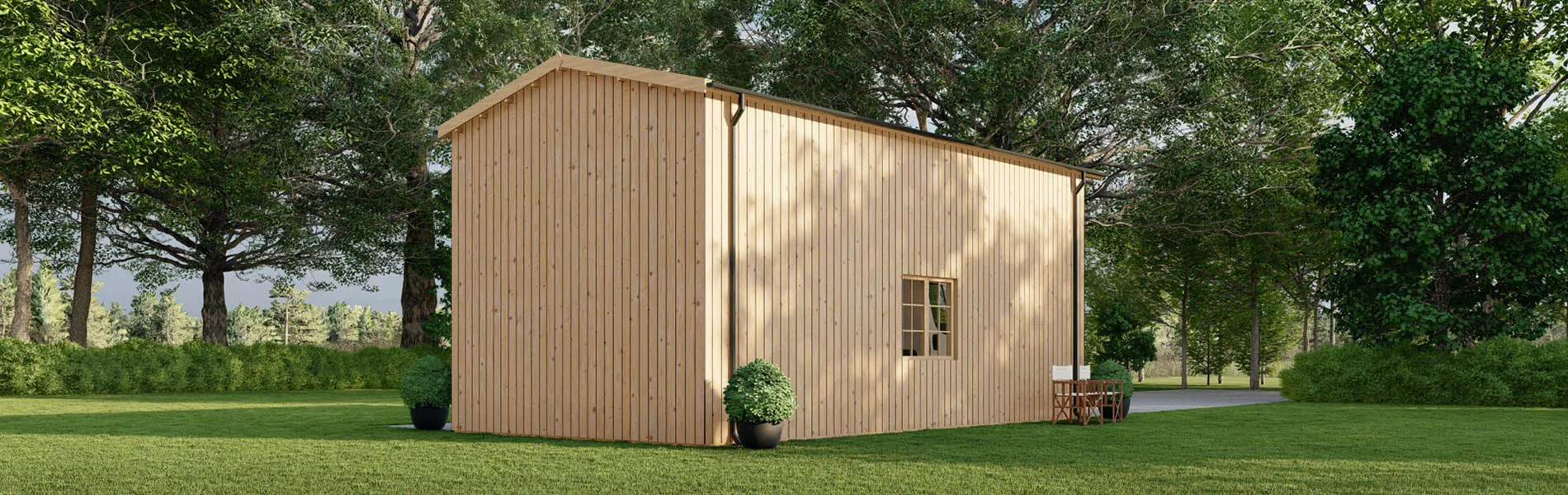 Wohnmobil garage Betula mit Holzverkleidung, 4×8 m, BF 33 m2 ohne Tor 3