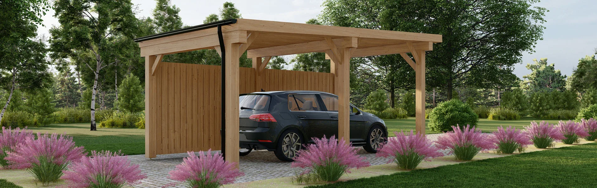 Carport mit Flachdach Camellia W2, 3×6 m 4